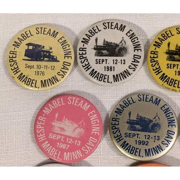 Mabel Hesper Steam Engine Days Minnesota Buttons Pinbacks Tractors Vtg Lot Of 18 - Picture 7 of 16